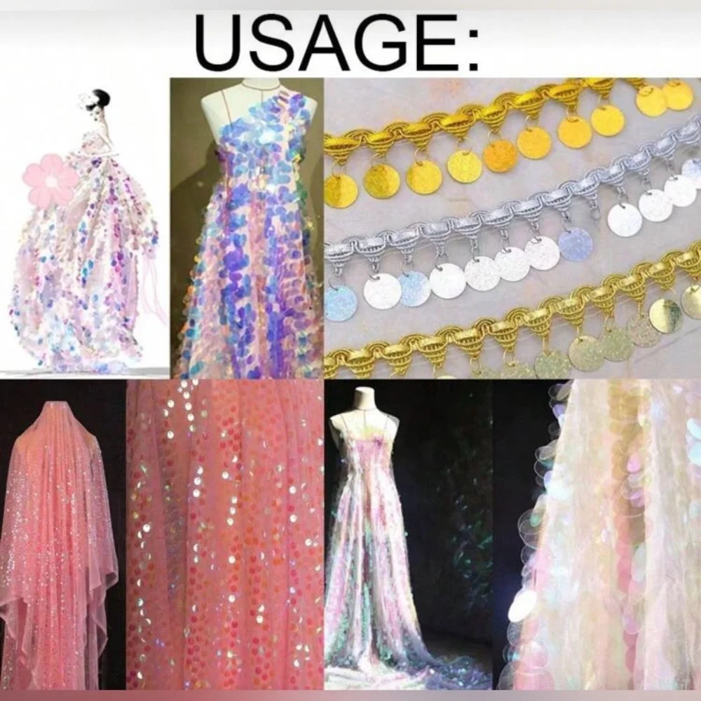 60 Pack 3cm Light Gold Shell Paillettes Sew On Sequins DIY Craft Embellishment